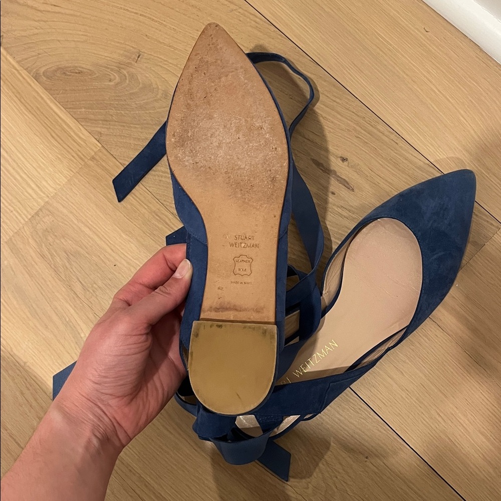 Stuart Weitzman Dark Blue Ribbon Flats - Picture 3 of 4